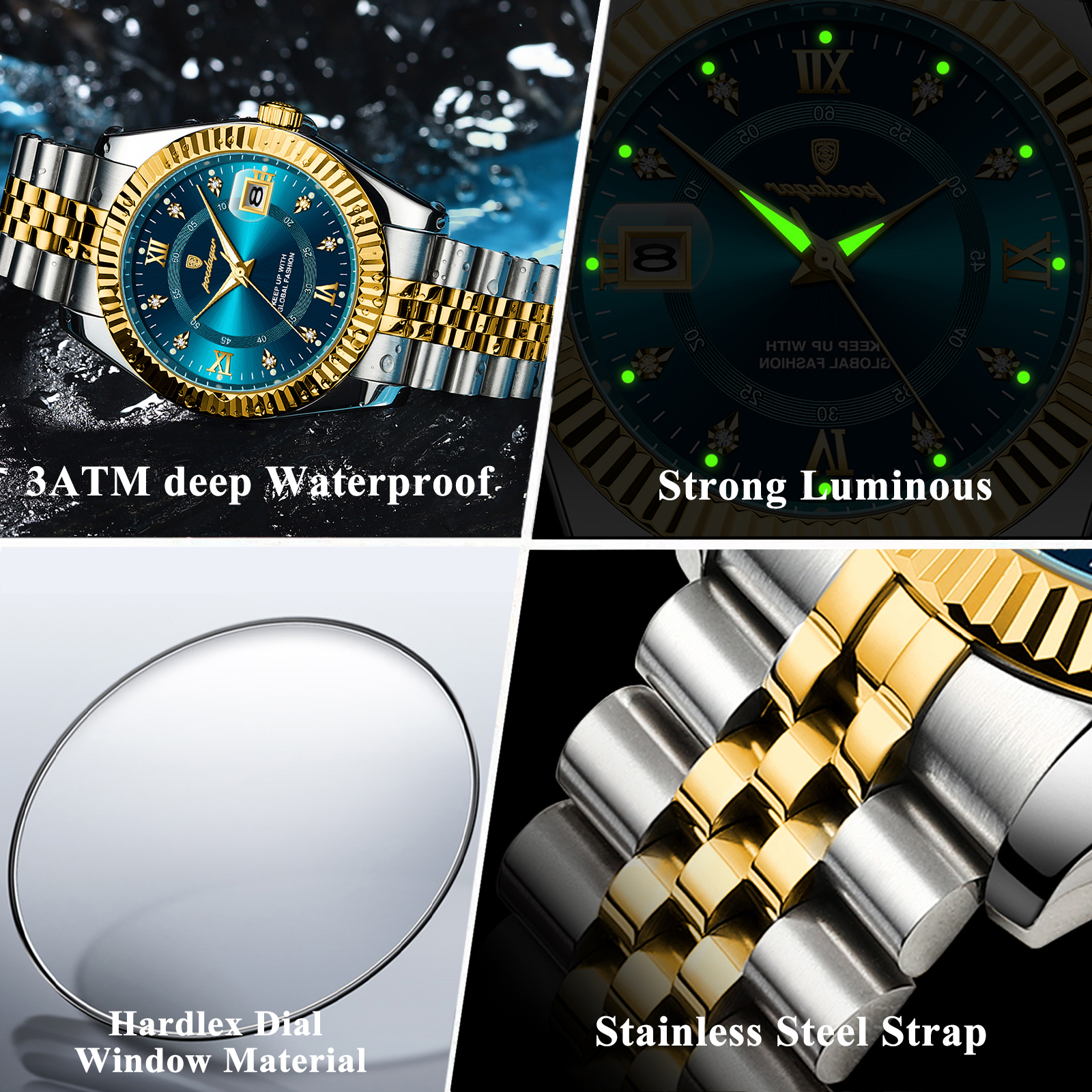 POEDAGAR Official Certified Product 2025 New waterproof ultra-thin men's night vision watch calendar quartz watch