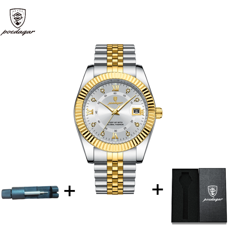 POEDAGAR Official Certified Product 2025 New waterproof ultra-thin men's night vision watch calendar quartz watch