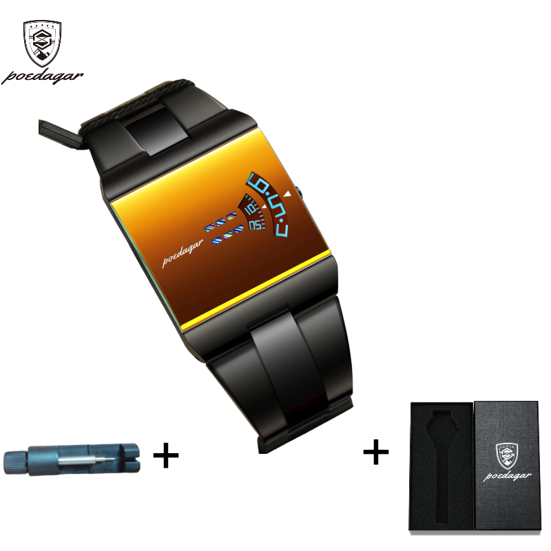 POEDAGAR Official Certified Product 2025 New waterproof ultra-thin men's night vision watch calendar quartz watch