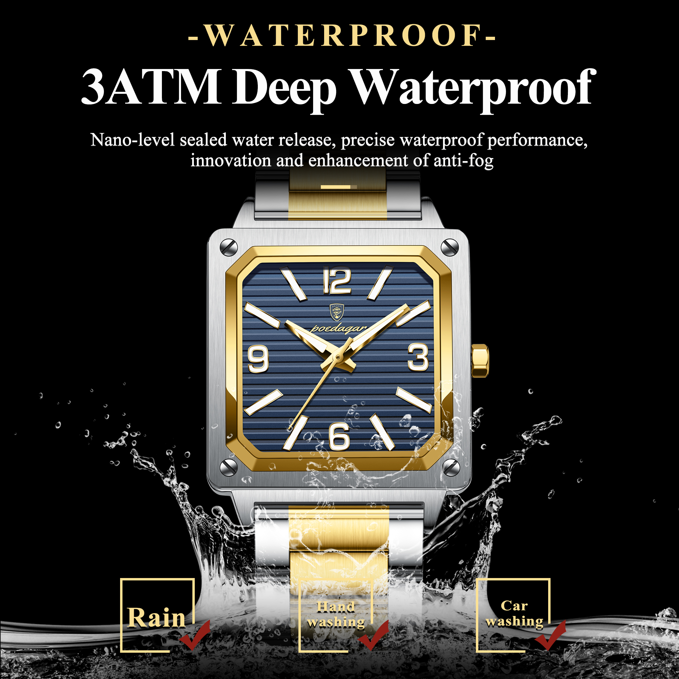 POEDAGAR Official Certified Product 2024 New waterproof ultra-thin men's night vision watch calendar quartz watch