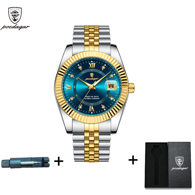 POEDAGAR Official Certified Product 2025 New waterproof ultra-thin men's night vision watch calendar quartz watch