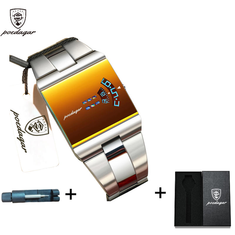 POEDAGAR Official Certified Product 2025 New waterproof ultra-thin men's night vision watch calendar quartz watch