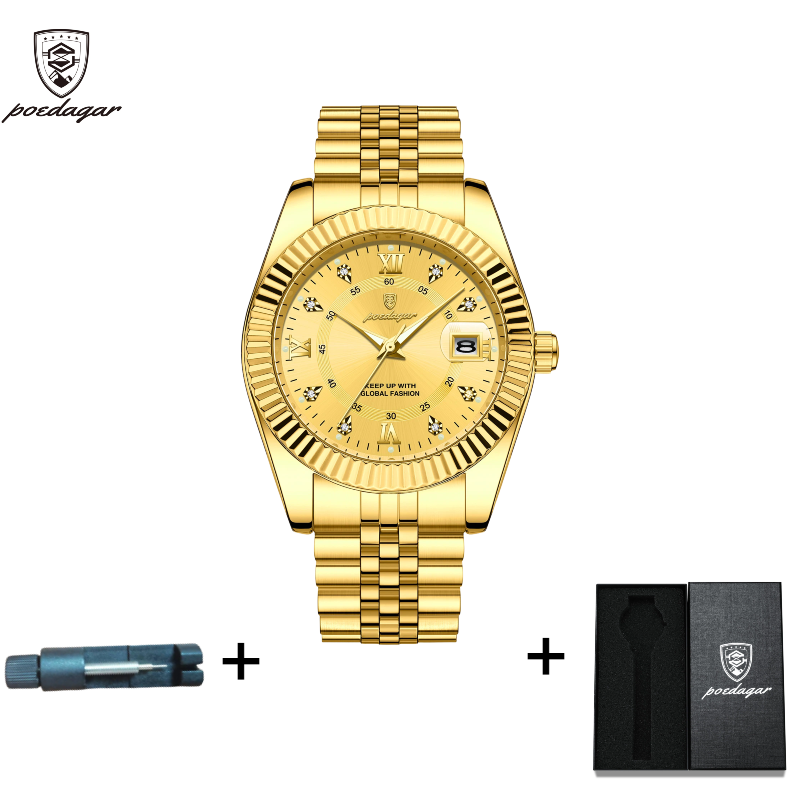 POEDAGAR Official Certified Product 2025 New waterproof ultra-thin men's night vision watch calendar quartz watch
