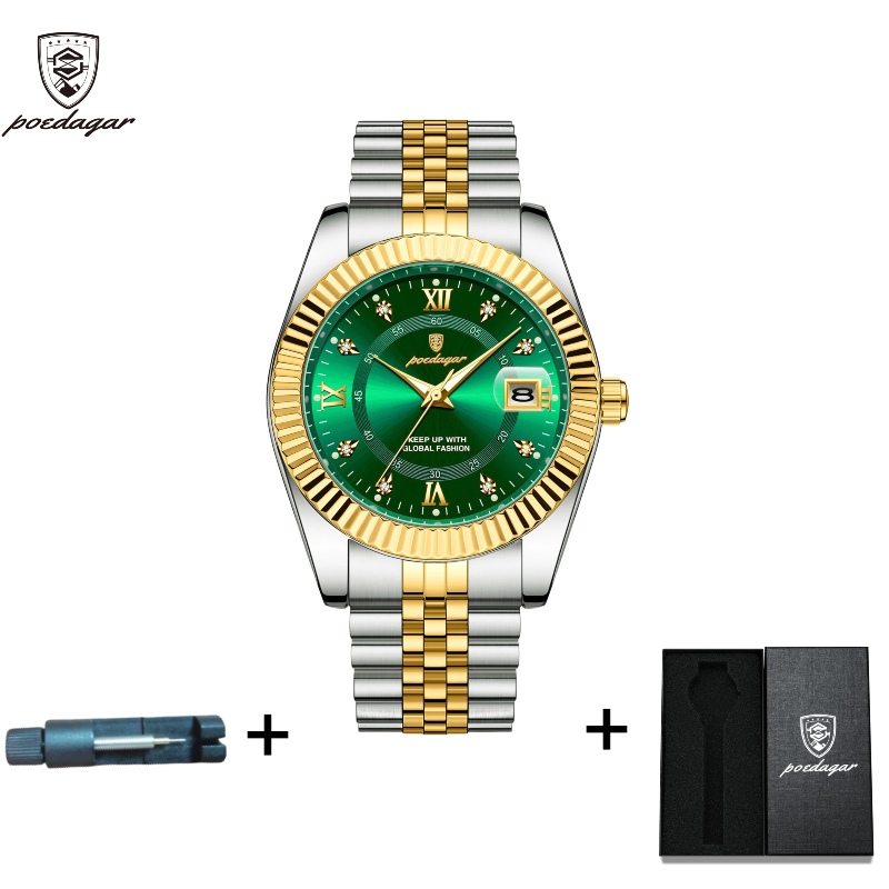 POEDAGAR Official Certified Product 2025 New waterproof ultra-thin men's night vision watch calendar quartz watch