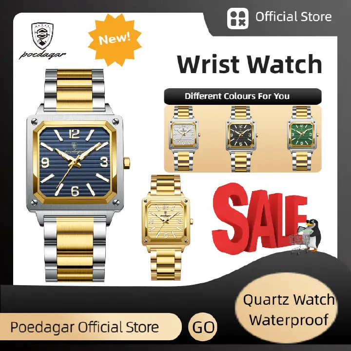 POEDAGAR Official Certified Product 2024 New waterproof ultra-thin men's night vision watch calendar quartz watch
