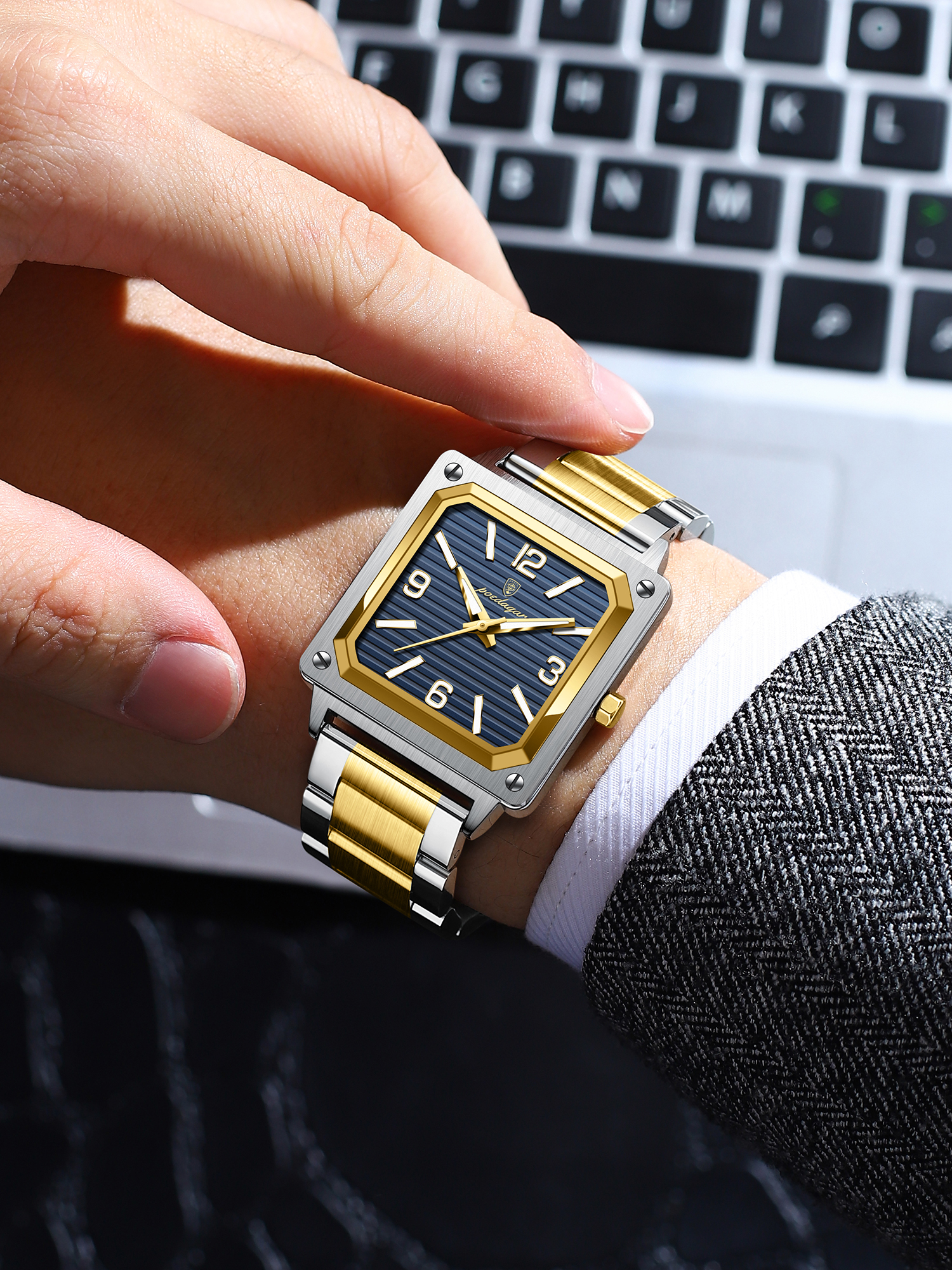 POEDAGAR Official Certified Product 2024 New waterproof ultra-thin men's night vision watch calendar quartz watch
