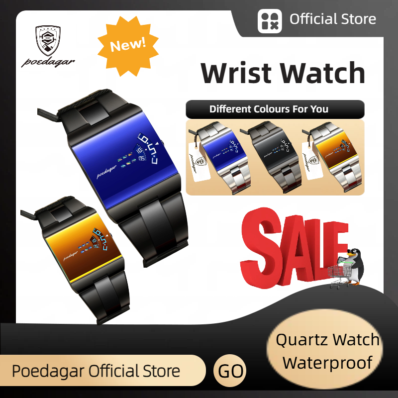 POEDAGAR Official Certified Product 2025 New waterproof ultra-thin men's night vision watch calendar quartz watch