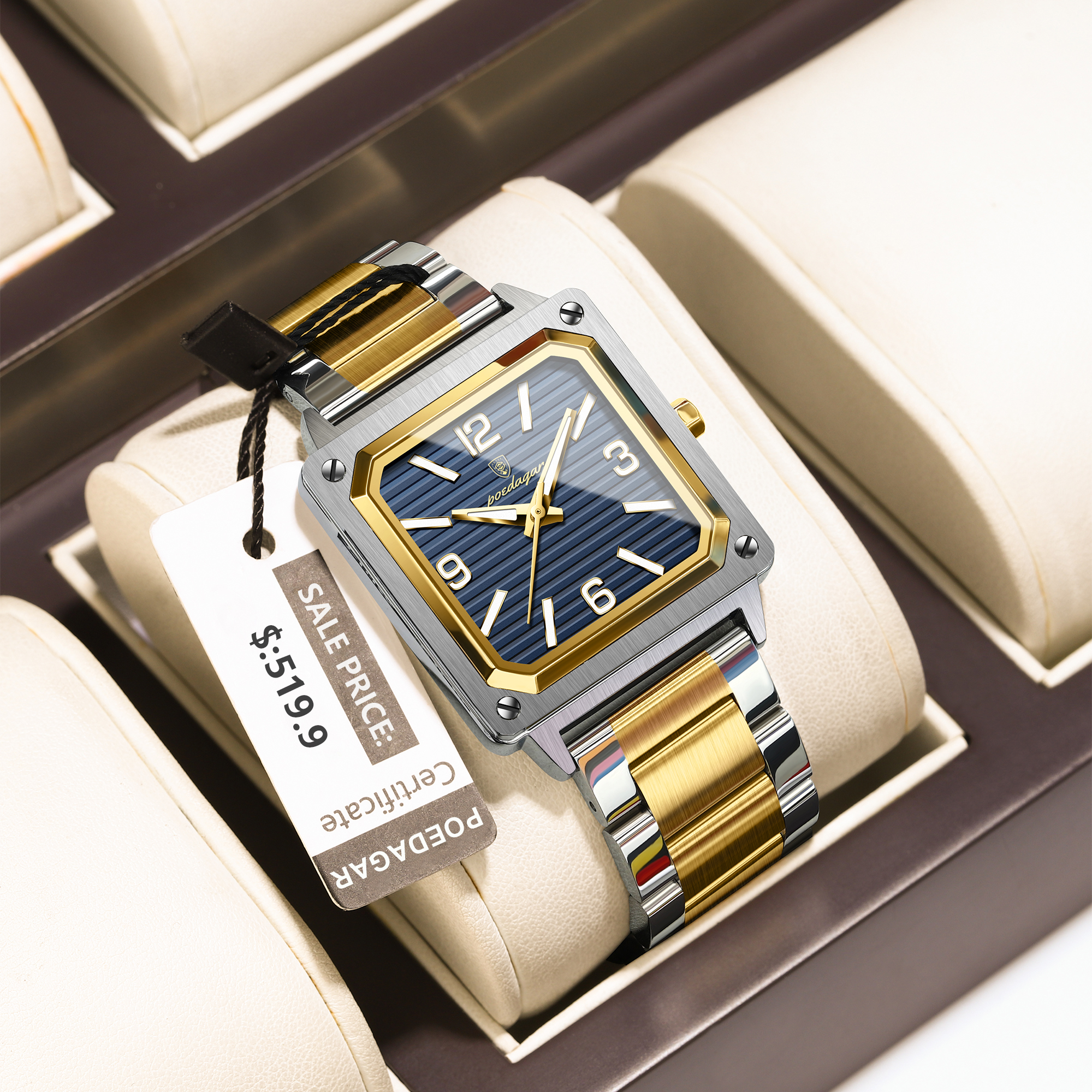 POEDAGAR Official Certified Product 2024 New waterproof ultra-thin men's night vision watch calendar quartz watch