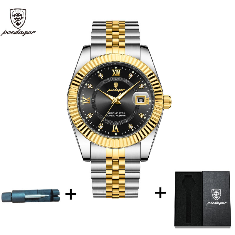 POEDAGAR Official Certified Product 2025 New waterproof ultra-thin men's night vision watch calendar quartz watch