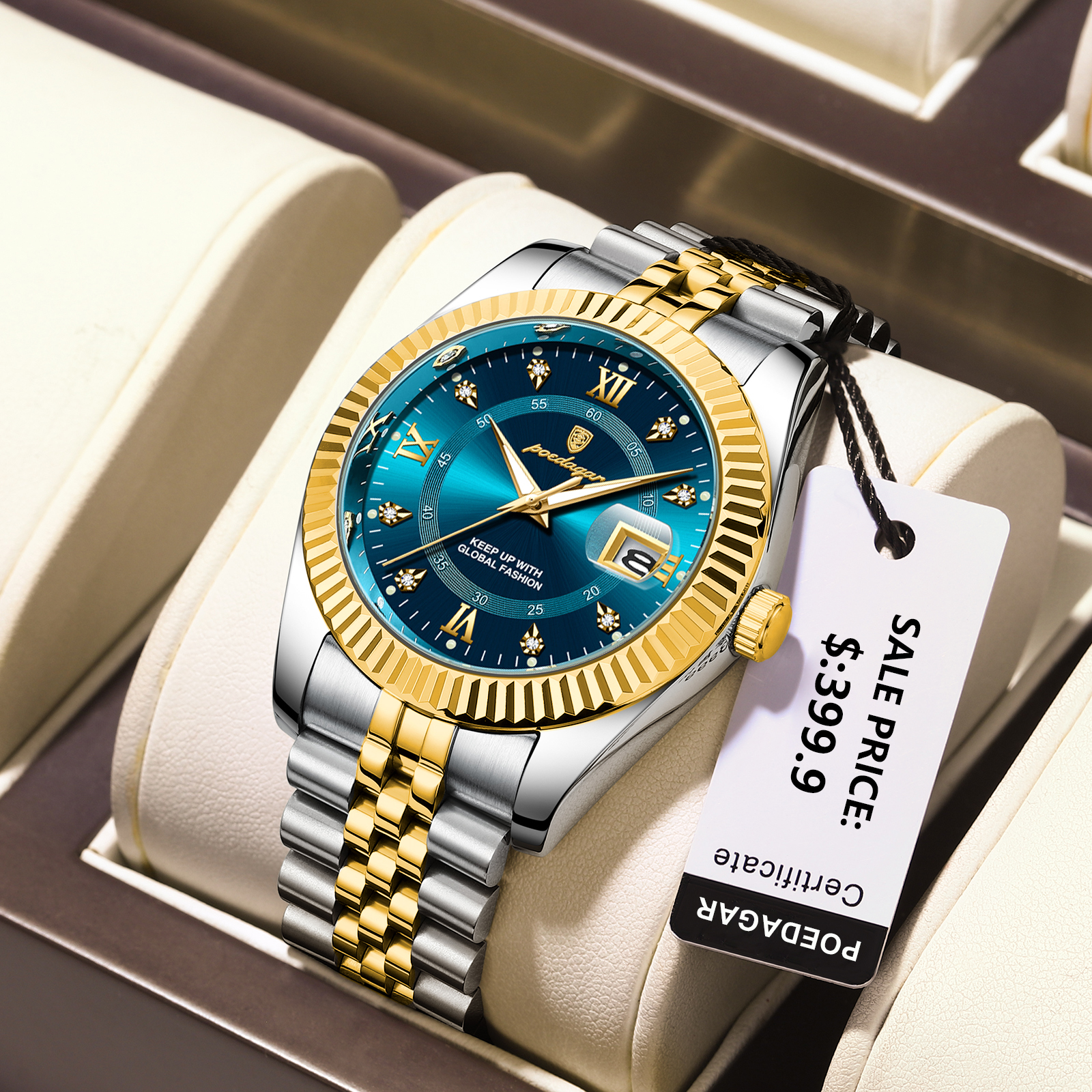 POEDAGAR Official Certified Product 2025 New waterproof ultra-thin men's night vision watch calendar quartz watch