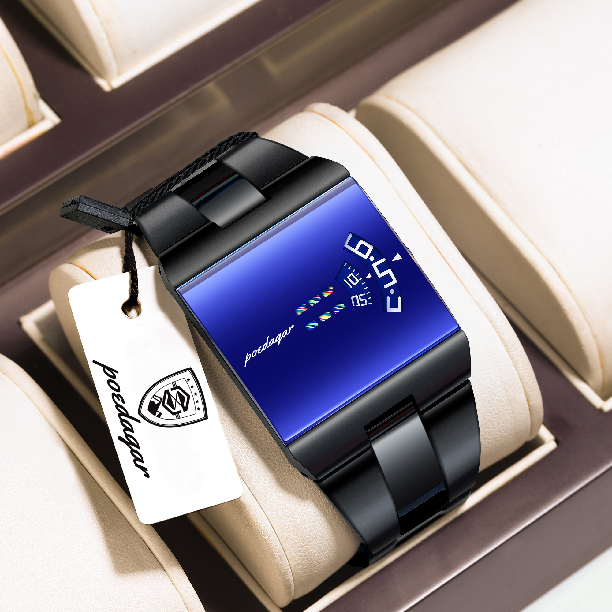 POEDAGAR Official Certified Product 2025 New waterproof ultra-thin men's night vision watch calendar quartz watch