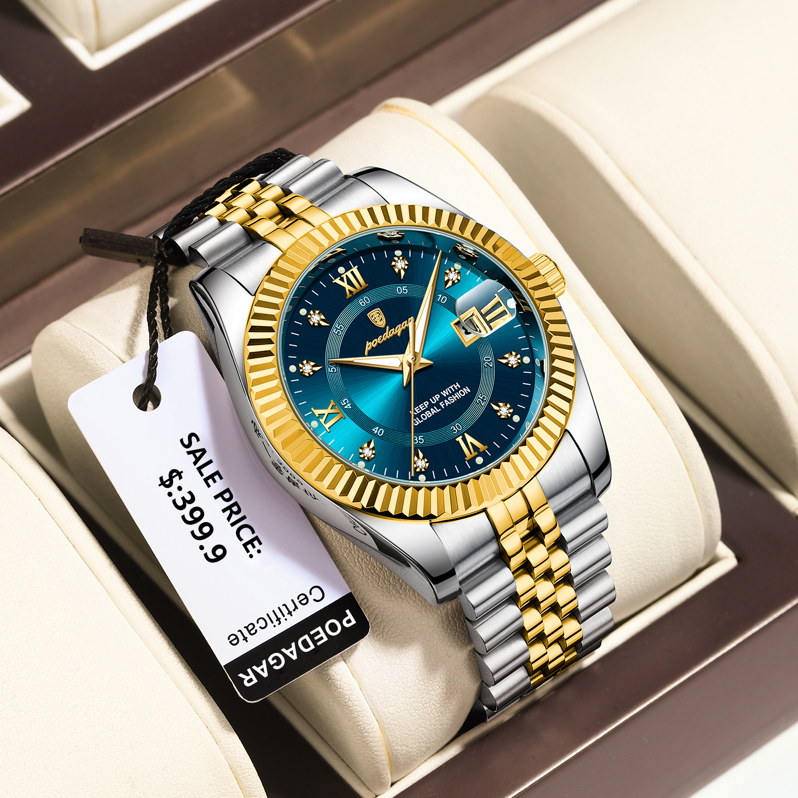 POEDAGAR Official Certified Product 2025 New waterproof ultra-thin men's night vision watch calendar quartz watch
