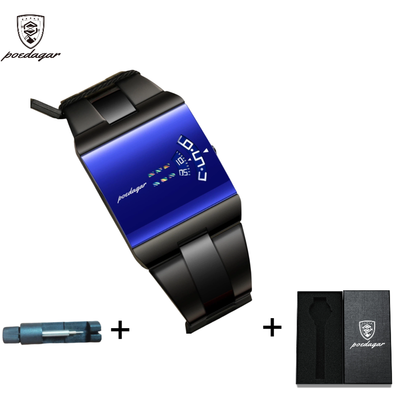 POEDAGAR Official Certified Product 2025 New waterproof ultra-thin men's night vision watch calendar quartz watch