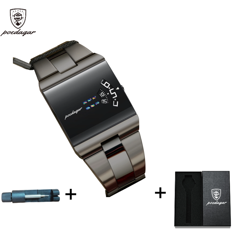 POEDAGAR Official Certified Product 2025 New waterproof ultra-thin men's night vision watch calendar quartz watch