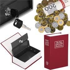 Portable Dictionary Book Safe Box with Key Lock - Hidden Metal Diversion Safe for Cash, Jewelry, Passports & Valuables for Home, Office & Travel