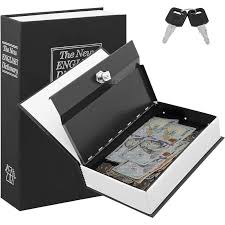Portable Dictionary Book Safe Box with Key Lock - Hidden Metal Diversion Safe for Cash, Jewelry, Passports & Valuables for Home, Office & Travel