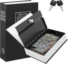 Portable Dictionary Book Safe Box with Key Lock - Hidden Metal Diversion Safe for Cash, Jewelry, Passports & Valuables for Home, Office & Travel