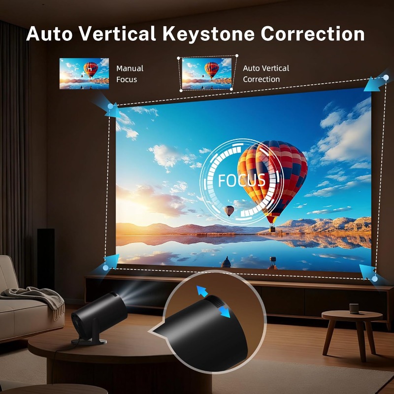 【  anniversary celebration】 HY300 PRO+2026 | Equipped with WiFi 6 and Bluetooth 5.4 built-in applications Android 141080P 4K HD support automatic trapezoidal projector 180 ° rotating projection TV