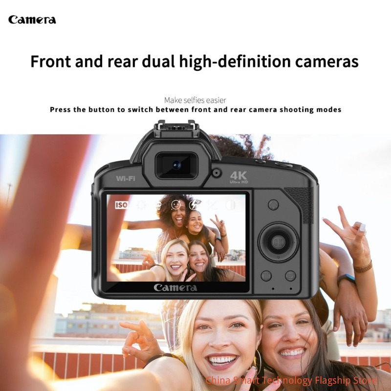 4K Digital Camera 64MP WiFi Vlogging Camera with IR Night Vision, 16X Zoom, 3.0" IPS Screen, Upgraded LED Fill Light & External Microphone