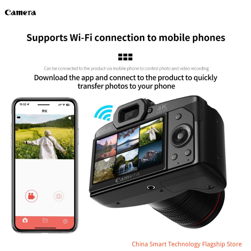 4K Digital Camera 64MP WiFi Vlogging Camera with IR Night Vision, 16X Zoom, 3.0" IPS Screen, Upgraded LED Fill Light & External Microphone