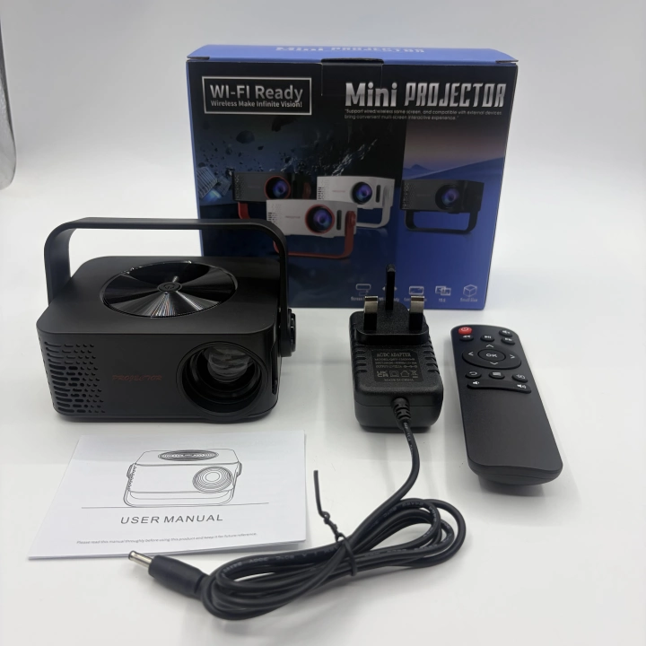 【 Gift Version 】 Built in WiFi connection and Bluetooth with YouTube, portable projector supporting 4K HD 1080P, automatic trapezoidal distortion correction 270 ° rotatable, compatible with HDMI/USB