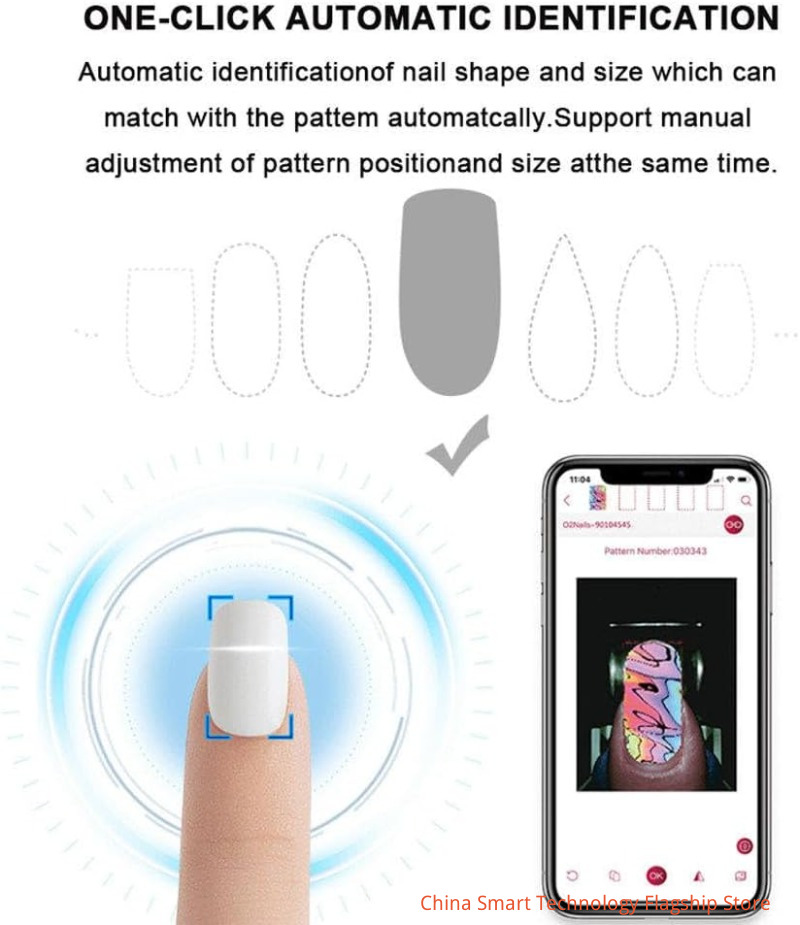 Digital Mobile Nail Art Printe,3D Automatic Nail Printer Machine, Mini Portable Nail Painting Machine Control Through Free Mobile App, Support WiFi/DIY/Usb, for Home Usage Nail Salon Nail Lovers