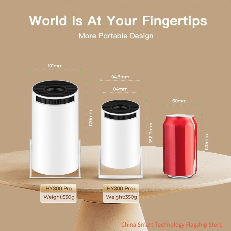 Mini Projector for Bedroom Portable with WiFi 6 and Bluetooth 5.4 Built-in Apps Android 14 OS,1080P 4K Support Auto Keystone Ceiling Projector 180° Rotatable Upgraded 300Pro+ OptiBarrel 500 White
