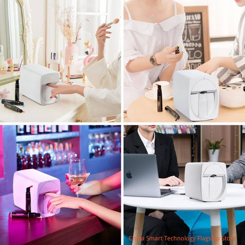 Digital Mobile Nail Art Printe,3D Automatic Nail Printer Machine, Mini Portable Nail Painting Machine Control Through Free Mobile App, Support WiFi/DIY/Usb, for Home Usage Nail Salon Nail Lovers