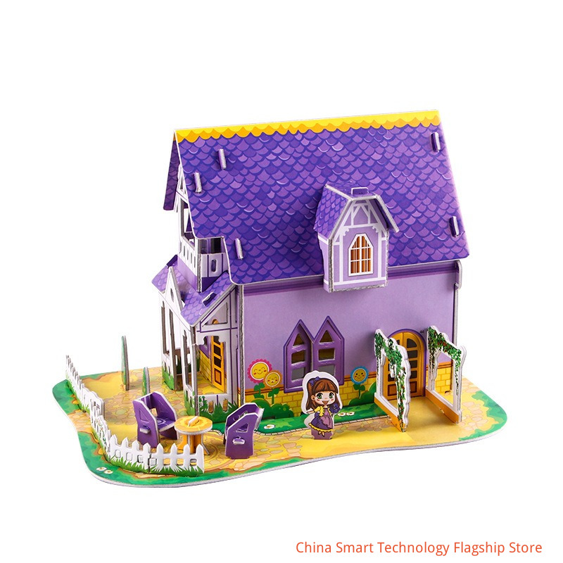 Large 3D Stereo Puzzle, Kids DIY Handmade House Castle Model, Plantable Early Educational Toy, Birthday Gift for Boys and Girls