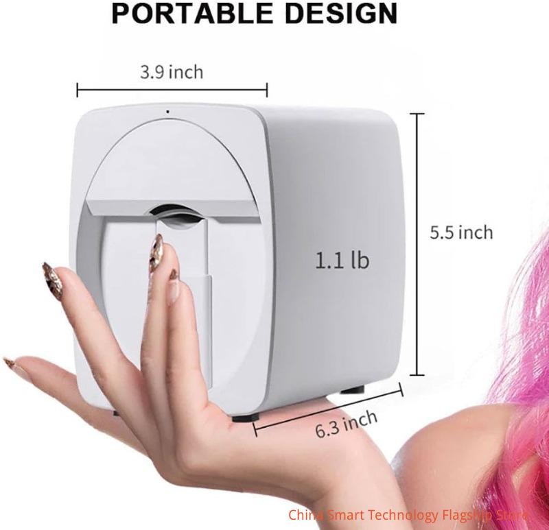 Digital Mobile Nail Art Printe,3D Automatic Nail Printer Machine, Mini Portable Nail Painting Machine Control Through Free Mobile App, Support WiFi/DIY/Usb, for Home Usage Nail Salon Nail Lovers