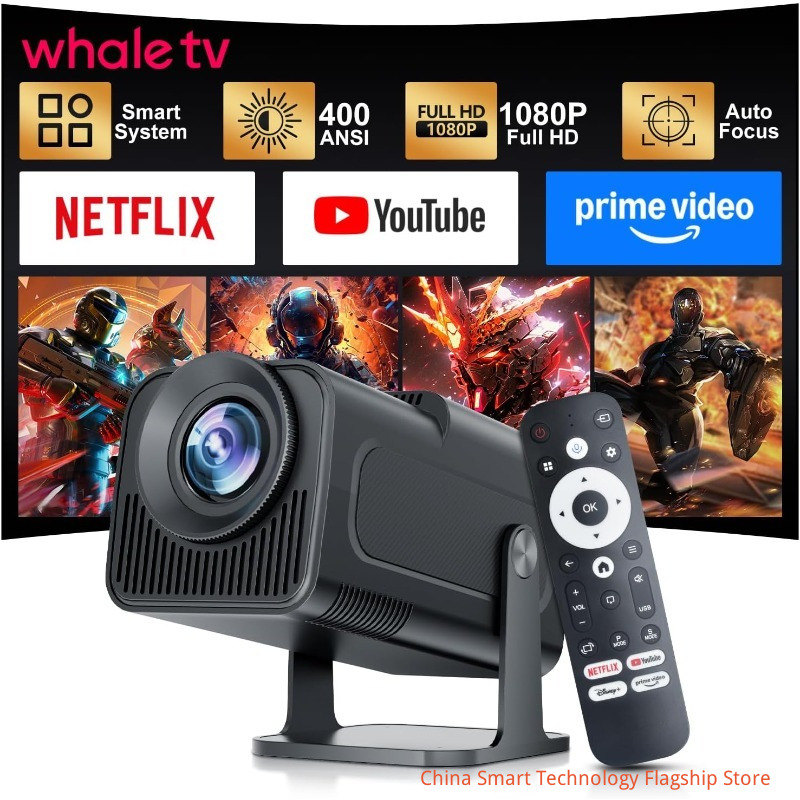 [Flagship] Smart 4K Projector Compatible with Netflix, Native 1080P Supports WiFi 6 Bluetooth 5.3, Automatic Vertical Button, Bedroom Movie Projector Compatible with HDMI/USB/TV Stick/Smartphone