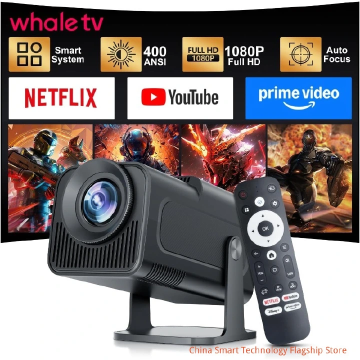 [Flagship] Smart 4K Projector Compatible with Netflix, Native 1080P Supports WiFi 6 Bluetooth 5.3, Automatic Vertical Button, Bedroom Movie Projector Compatible with HDMI/USB/TV Stick/Smartphone