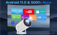 [Built-in Apps & Android 11.0] Mini Projector Portable 20000 Lux Projector 4K Supported 180° Rotation & Auto Keystone, Outdoor Compatible with TV Stick/Windows/iOS/Android/HDMI/USB (1080P)