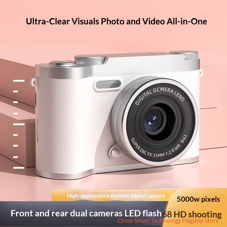[With storage card]500000 pixel ultra high definition dual camera digital camera with 8x zoom vlog and portable mirrorless camera with storage card