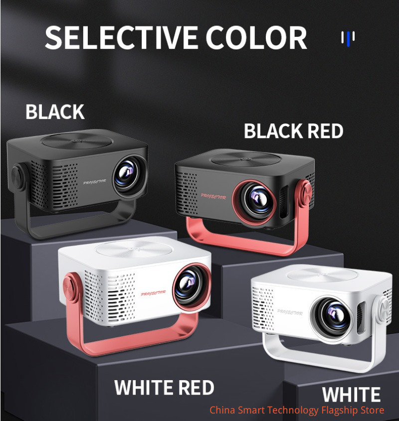 【 Gift Version 】 Built in WiFi connection and Bluetooth with YouTube, portable projector supporting 4K HD 1080P, automatic trapezoidal distortion correction 270 ° rotatable, compatible with HDMI/USB