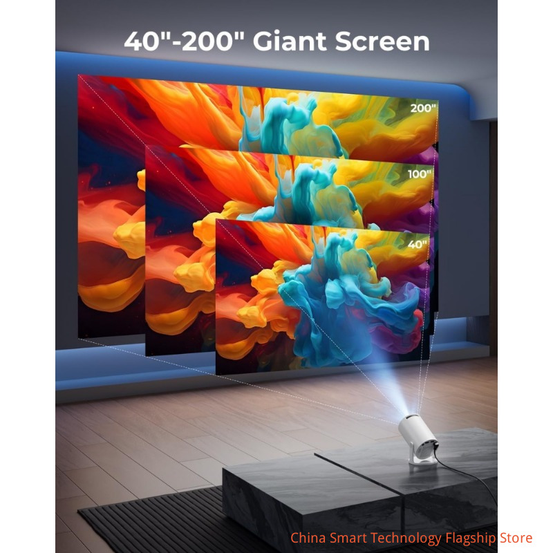 [Built-in Apps & 2026 Upgraded] Mini Projector 4K 1080P Support 20000 Lumens Portable Projector with Android 14, Auto Keystone, WiFi 6, Bluetooth 5.4, Rotatable 180° for Bedroom/Indoor/Outdoor