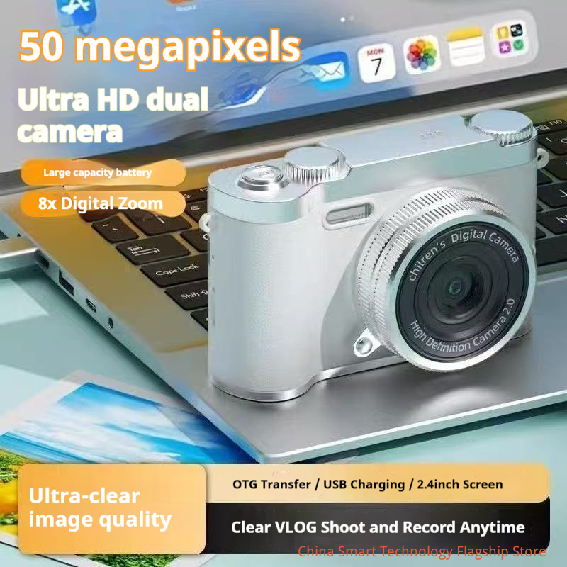 [With storage card]500000 pixel ultra high definition dual camera digital camera with 8x zoom vlog and portable mirrorless camera with storage card