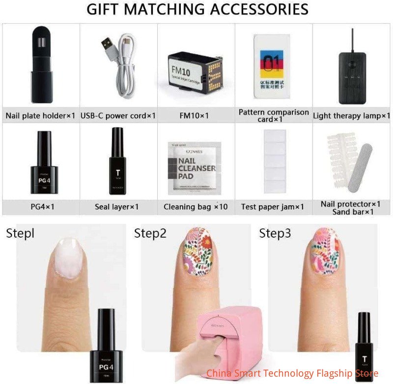 Digital Mobile Nail Art Printe,3D Automatic Nail Printer Machine, Mini Portable Nail Painting Machine Control Through Free Mobile App, Support WiFi/DIY/Usb, for Home Usage Nail Salon Nail Lovers