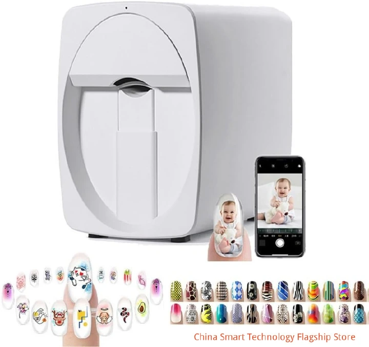 Digital Mobile Nail Art Printe,3D Automatic Nail Printer Machine, Mini Portable Nail Painting Machine Control Through Free Mobile App, Support WiFi/DIY/Usb, for Home Usage Nail Salon Nail Lovers