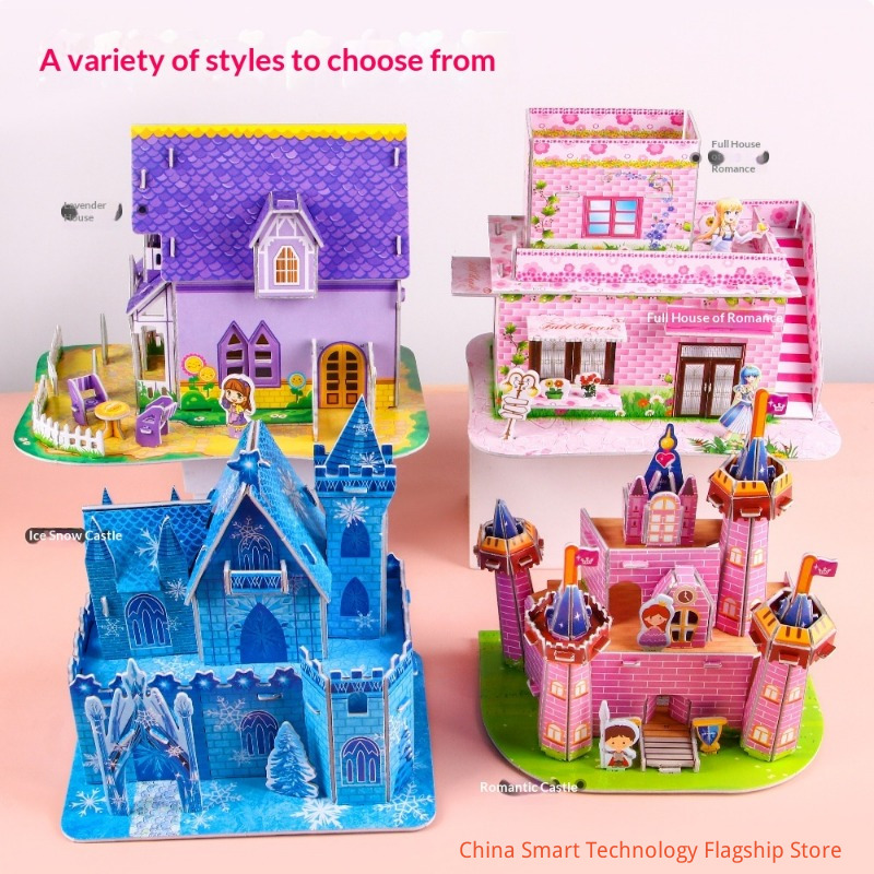 Large 3D Stereo Puzzle, Kids DIY Handmade House Castle Model, Plantable Early Educational Toy, Birthday Gift for Boys and Girls