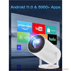[Built-in Apps & Android 11.0] Mini Projector Portable 20000 Lux Projector 4K Supported 180° Rotation & Auto Keystone, Outdoor Compatible with TV Stick/Windows/iOS/Android/HDMI/USB (1080P)