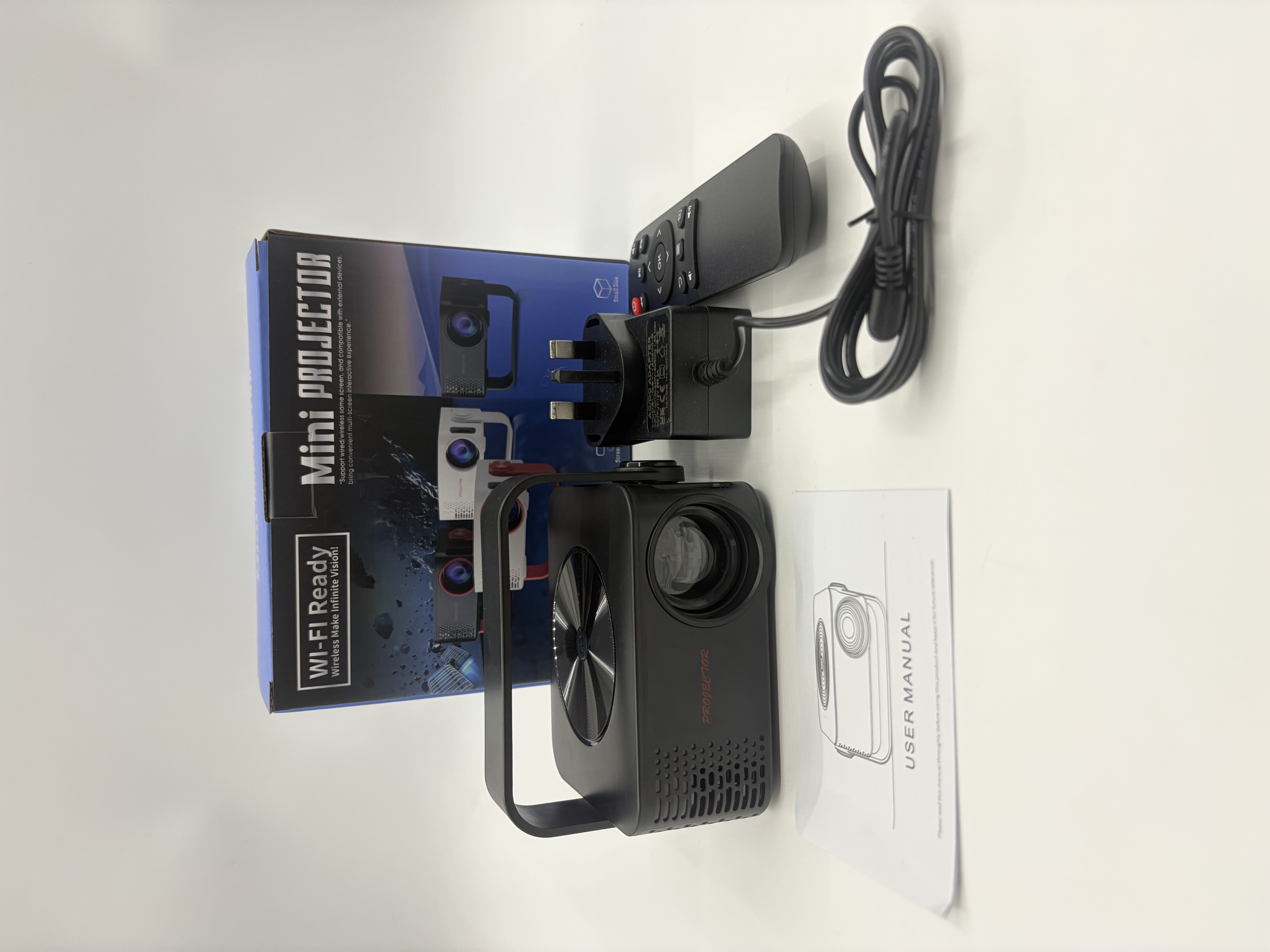 【 Gift Version 】 Built in WiFi connection and Bluetooth with YouTube, portable projector supporting 4K HD 1080P, automatic trapezoidal distortion correction 270 ° rotatable, compatible with HDMI/USB