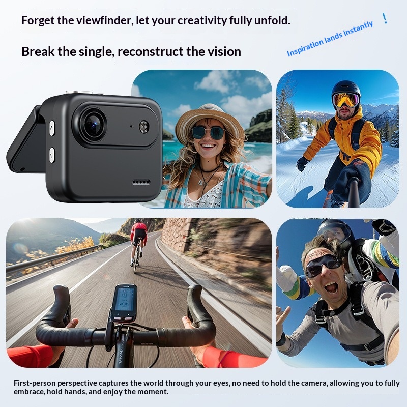 【Gift of 32GB memory card】Mini Flip Screen Action Camera, 4K HD 140° Wide-Angle Wearable Camcorder, First-Person Vlog Recorder for Outdoor Cycling & Hiking