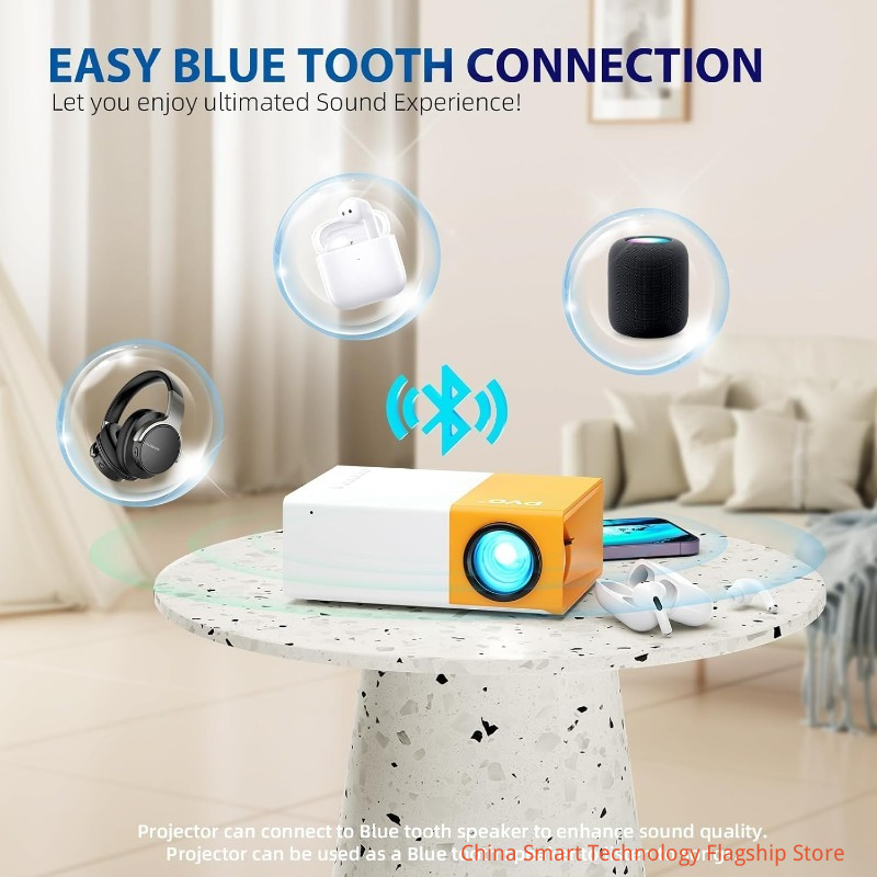 【 Comes with HDMI cable 】Power adapter version | WiFi high-definition 1080P projector, LED LCD projection TV built-in application equipped with remote speaker and smartphone compatible connection
