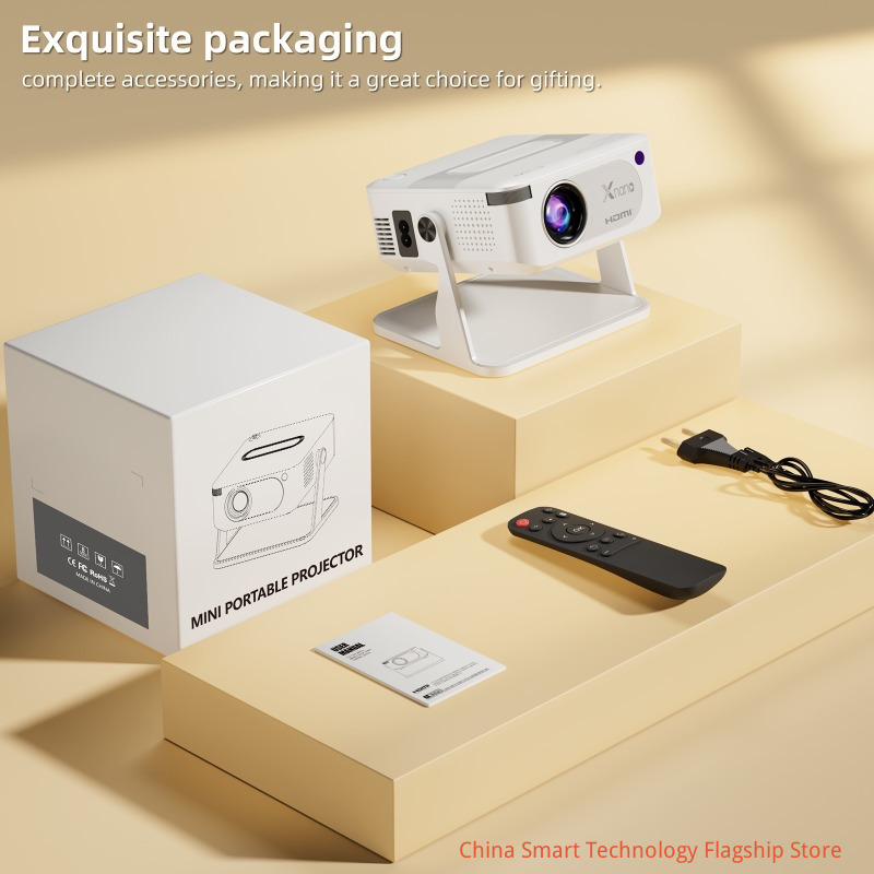 4K HD | Android 11 System | 1080P | Short Focus Smart Projector | WiFi 6. Bluetooth | Automatic Calibration Home Bedroom Wall Projection Portable Projector