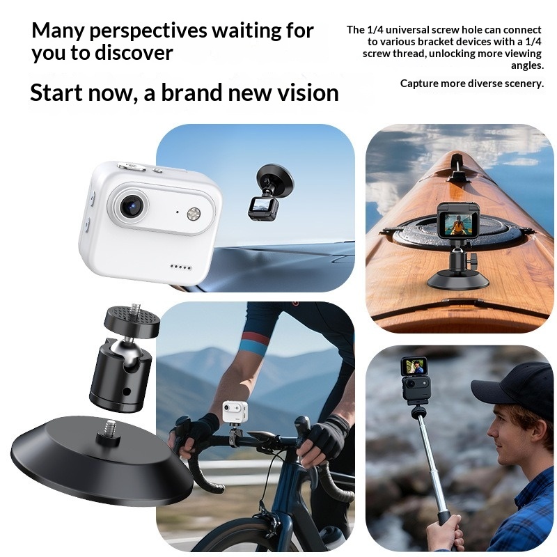 【Gift of 32GB memory card】Mini Flip Screen Action Camera, 4K HD 140° Wide-Angle Wearable Camcorder, First-Person Vlog Recorder for Outdoor Cycling & Hiking