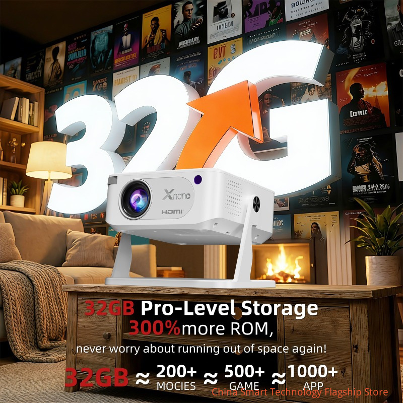 4K HD | Android 11 System | 1080P | Short Focus Smart Projector | WiFi 6. Bluetooth | Automatic Calibration Home Bedroom Wall Projection Portable Projector