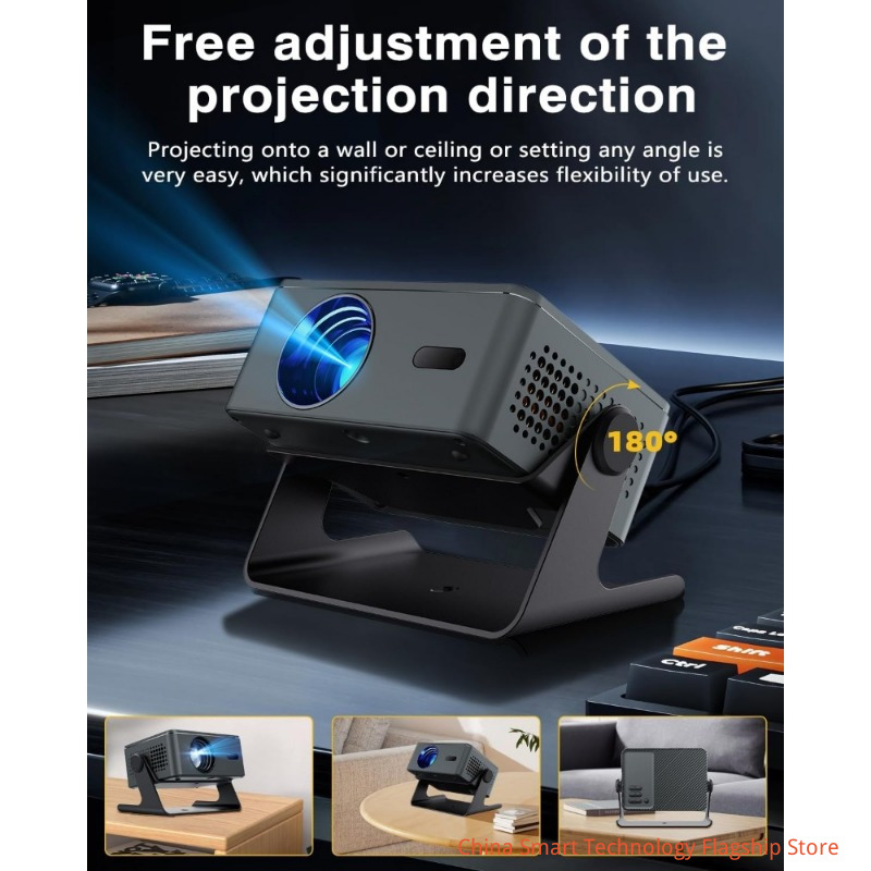 [2026 Upgraded & Android 13.0] Projector, Mini Projector for Bedroom, Built-in Apps 4K 1080P Vision Beam Projector, 180 Rotation with Wifi Bluetooth, Auto Keystone, Video Projectors for Home Cinema