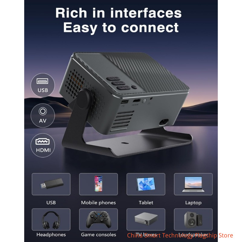 [2026 Upgraded & Android 13.0] Projector, Mini Projector for Bedroom, Built-in Apps 4K 1080P Vision Beam Projector, 180 Rotation with Wifi Bluetooth, Auto Keystone, Video Projectors for Home Cinema