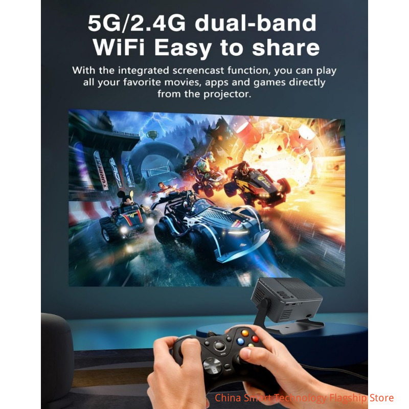 [2026 Upgraded & Android 13.0] Projector, Mini Projector for Bedroom, Built-in Apps 4K 1080P Vision Beam Projector, 180 Rotation with Wifi Bluetooth, Auto Keystone, Video Projectors for Home Cinema